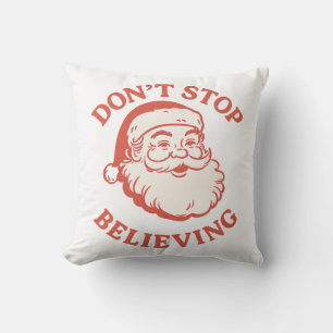 Lustiges "Glauben Sie weiter" Retro-Weihnachtsmann Kissen