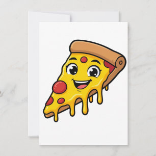 Lustiges glückliches Pizzastück mit dehnbarem Käse Einladung