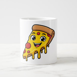 Lustiges glückliches Pizzastück mit dehnbarem Käse Jumbo-Tasse
