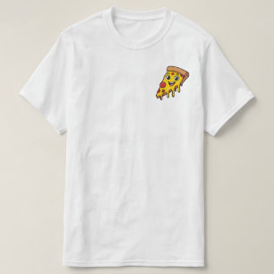 Lustiges glückliches Pizzastück mit dehnbarem Käse T-Shirt