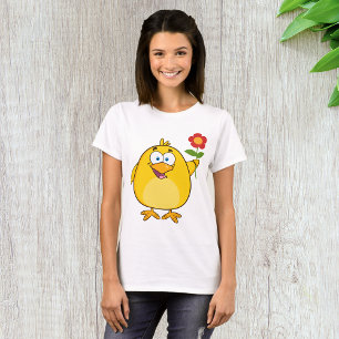 Lustiges glückliches Tier mit Küken und Blume T-Shirt