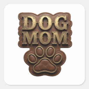Lustiges Gold DOG MOM Sticker-Motiv Quadratischer Aufkleber