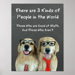 Lustiges golden retriever-Mathe-Witz-Klassenzimmer Poster