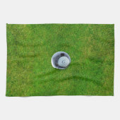 Lustiges Golfball-Monogramm Grünes Küchentuch (Horizontal)