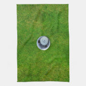 Lustiges Golfball-Monogramm Grünes Küchentuch (Vertikal)