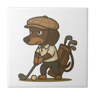 Lustiges Golfer-Geschenk � Dachshund auf dem Absch Fliese