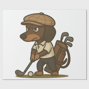 Lustiges Golfer-Geschenk � Dachshund auf dem Absch Geschenkpapier