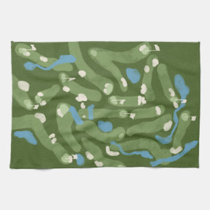 Lustiges Grafik-Golfplatz-Tuch Geschirrtuch
