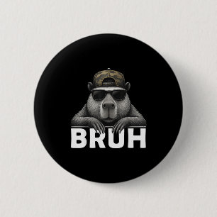 Lustiges Grafik-Meme Capybara Bruh für Jungen Mädc Button