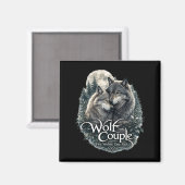 Lustiges Grafikdesign eines Wolfspaars für Wolfsli Magnet (Vorderseite/Rückseite)