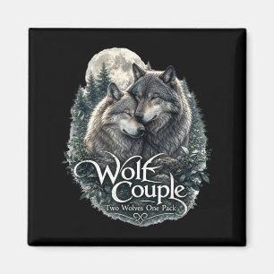 Lustiges Grafikdesign eines Wolfspaars für Wolfsli Magnet