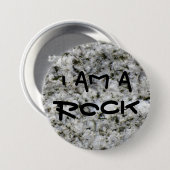Lustiges Granit-Felsen-Weiß bin ich ein Felsen Button (Vorne & Hinten)