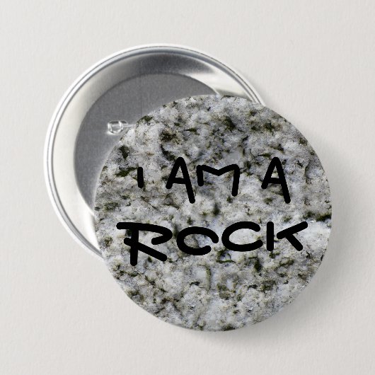 Lustiges Granit-Felsen-Weiß bin ich ein Felsen Button (Vorne & Hinten)