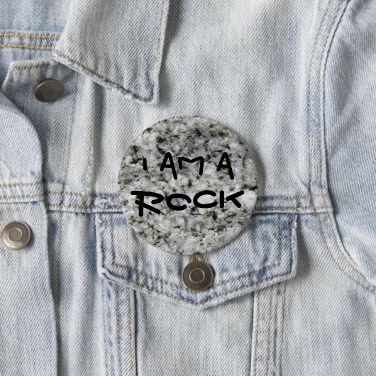 Lustiges Granit-Felsen-Weiß bin ich ein Felsen Button (Beispiel)
