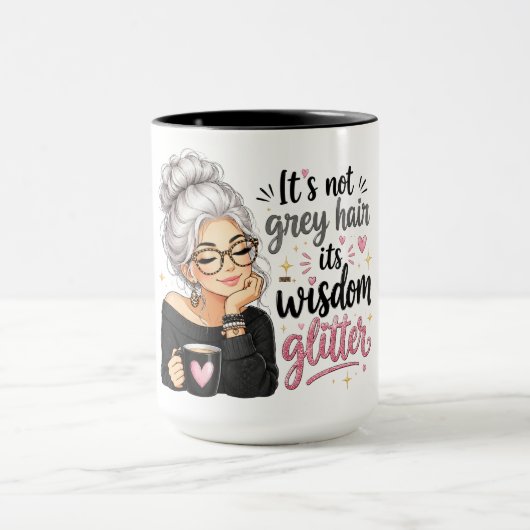 Lustiges Graues Haar Tasse (Zentrum)