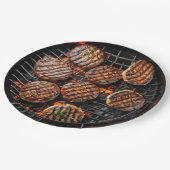 Lustiges Grillen von Burgern Pappteller (Schrägansicht)