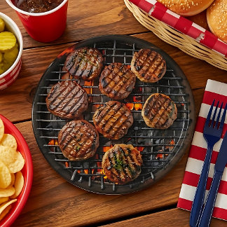 Lustiges Grillen von Burgern Pappteller