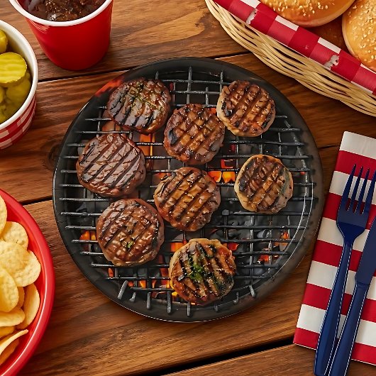 Lustiges Grillen von Burgern Pappteller