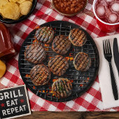Lustiges Grillen von Burgern Pappteller