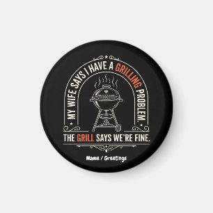 Lustiges Grillproblem BBQ Humor Grillmeister-Gesch Magnet