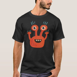 Lustiges großes mit Augen orange glückliches T-Shirt