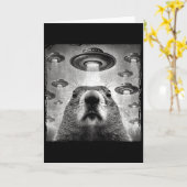 Lustiges Groundhog-Selfie mit Alien-Ufos Groundhog Karte (Gelbe Blume)