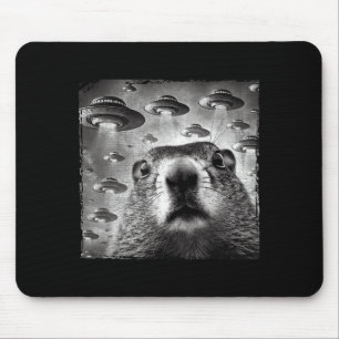 Lustiges Groundhog-Selfie mit Alien-Ufos Groundhog Mousepad