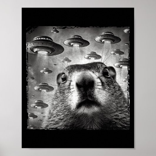 Lustiges Groundhog-Selfie mit Alien-Ufos Groundhog Poster (Vorne)