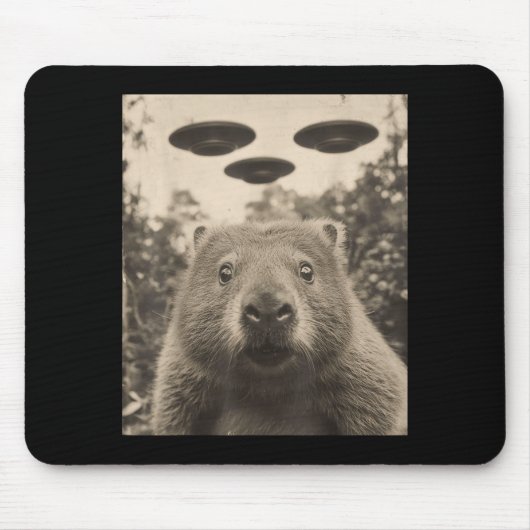 Lustiges Groundhog-Selfie mit UFOs seltsames Murme Mousepad (Vorne)