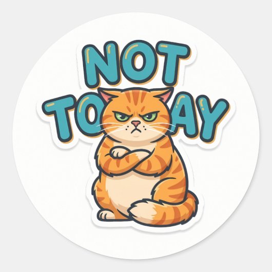 Lustiges Grumpy Cat Not Today T-Shirt Runder Aufkleber (Vorderseite)