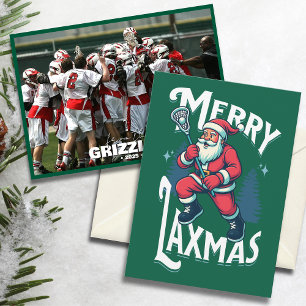 Lustiges Grünes Frohes Laxmas Lacrosse Team Weihna Feiertagskarte