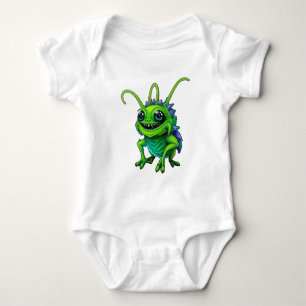 Lustiges grünes Grillen-Monster Kawaii - Baby Strampler