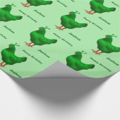 Lustiges grünes Marsalien-Huhn Geschenkpapier (Ecke)