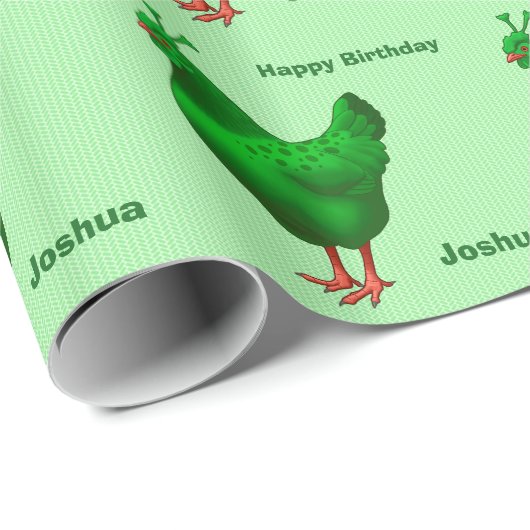 Lustiges grünes Marsalien-Huhn Geschenkpapier (Rolleneckpunkt)