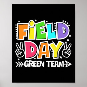 Lustiges grünes Team für Lehrer-Kinder Feldertag Poster