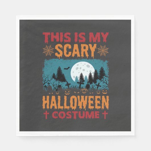 Lustiges Gruseliges Halloween-Kostenüm Friedhof Mo Serviette (Vorderseite)