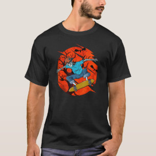 Lustiges gruseliges SK8R-Skelett-Fledermäuse-und-s T-Shirt