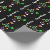 Lustiges Gummihuhn, das Pickleball spielt Geschenkpapier (Ecke)