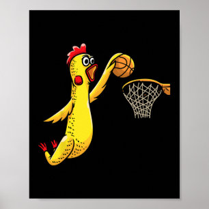 Lustiges Gummihuhn spielt Skelett-Spieler-Sportart Poster