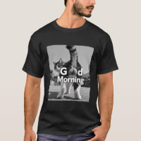 Lustiges Guten Morgen Katze T-Shirt Schwarz-Weiß-K