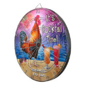 Lustiges Hahn-Huhn-Cocktail-tropischer Strand-Name Dartscheibe (Vorderseite rechts)