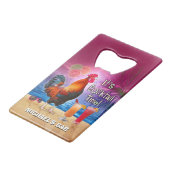 Lustiges Hahn-Huhn-Cocktail-tropischer Strand-Name Geldbeutel Flaschenöffner (Rückseite Schrägansicht)