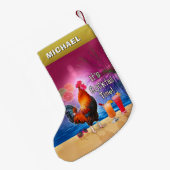 Lustiges Hahn-Huhn-Cocktail-tropischer Strand-Name Kleiner Weihnachtsstrumpf (Rückseite (Hängend))