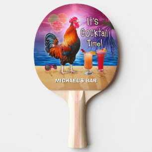 Lustiges Hahn-Huhn-Cocktail-tropischer Strand-Name Tischtennis Schläger