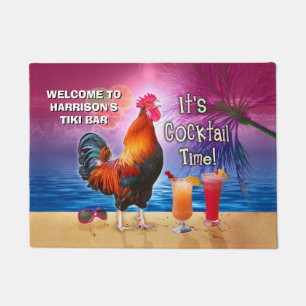 Lustiges Hahn-Huhn, das tropischen Strand-Namen Fußmatte