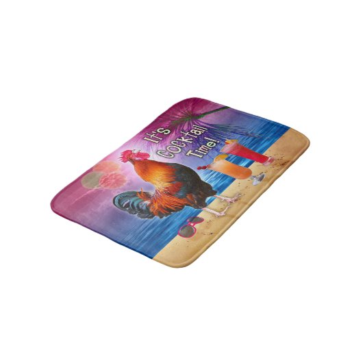 Lustiges Hahn-Huhn, das tropisches Strand-Meer Badematte (Schrägansicht)