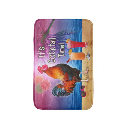 Lustiges Hahn-Huhn, das tropisches Strand-Meer Badematte (Vorderseite Vertikal)