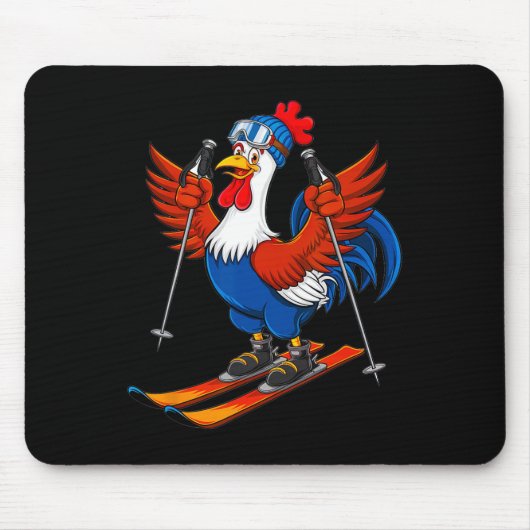 Lustiges Hahn-Ski-Abenteuer-Cartoon Mousepad (Vorne)