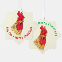 Lustiges Hahn-Weihnachtsschmuck-Karte