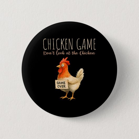 Lustiges Hahnen-Design für Hühner-Spiel  Button (Vorderseite)